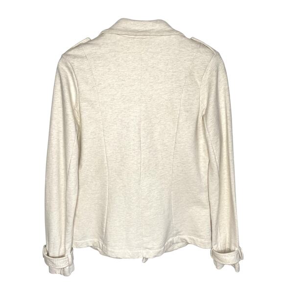 Lucky Brand Womens Cream 100% Cotton Double Breasted 2 pocket Pea Coat Sz Large - Picture 2 of 10